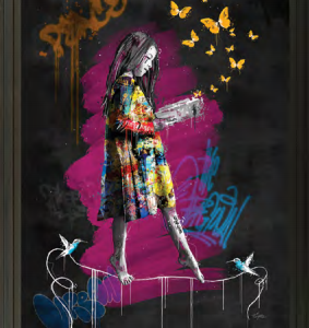 Image encadrée – Romaric – La fille et le livre – 40x60cm