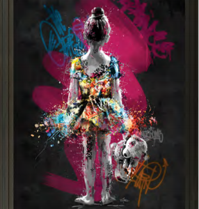 Image encadrée – Romaric – La danseuse et le nounours – 40x60cm