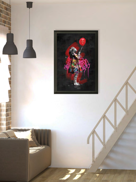 Image encadrée – Romaric – La petite fille et le ballon – 40x60cm