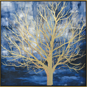 Toile encadrée – Arbre bleu – 80x80cm