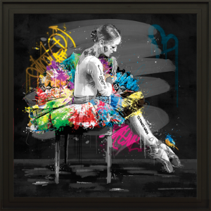 Image encadrée – Romaric – La danseuse et l’oiseau – 80x80cm