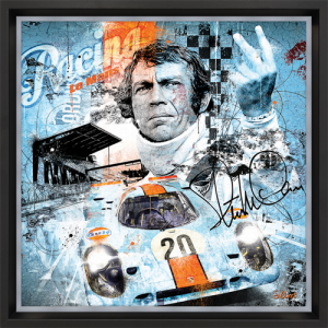 Image encadrée – Sylvain Binet – Steve Mc Queen Le Mans – 68x68cm