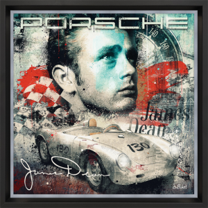 Image encadrée – Sylvain Binet – James Dean Porsche – 68x68cm