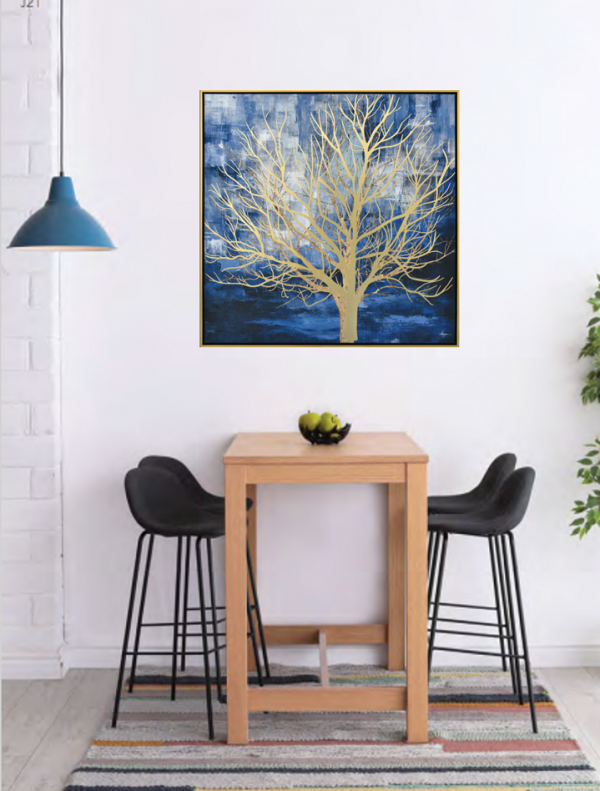 Toile encadrée – Arbre bleu – 80x80cm