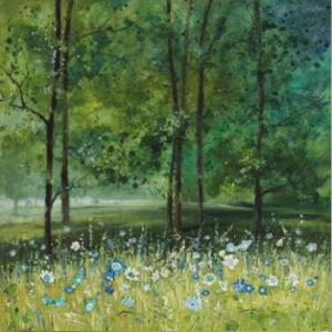 Toile – Forêt Fleurs Bleues – 80x80cm