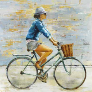 Toile – Cycliste au chapeau – 80x80cm