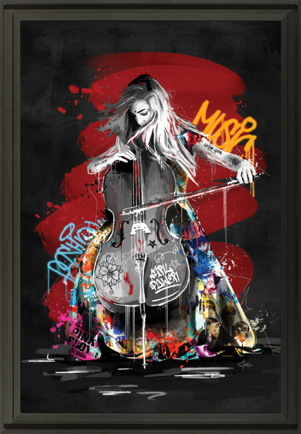 Image encadrée – Romaric – La violoncelliste – 80x120cm