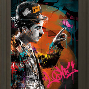 Image encadrée – Romaric – Charlie Chaplin et le papillon – 40x60cm