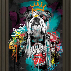 Image encadrée – Romaric – Le bulldog rockeur – 40x60cm