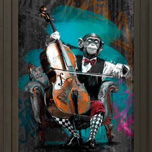 Image encadrée – Romaric – Le singe violoncelliste – 40x60cm