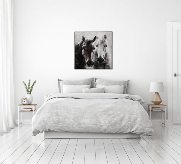 Toile encadrée – L’amour des chevaux – 80x80cm