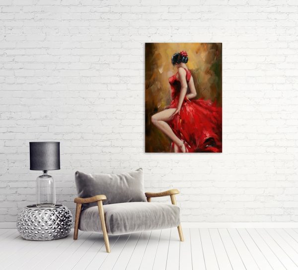 Toile – Femme en robe rouge – 70x100cm