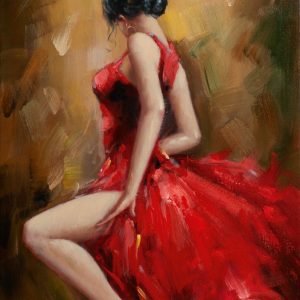 Toile – Femme en robe rouge – 70x100cm