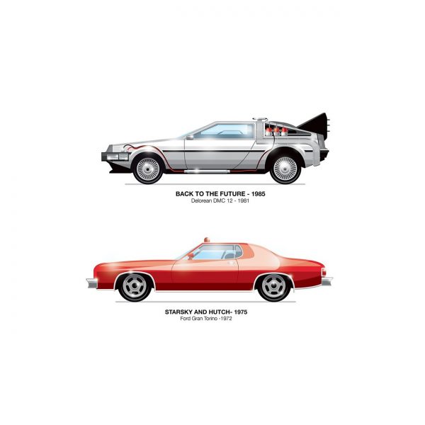Affiche – Olivier Bourdereau – Legendary Movie Cars – 50x70cm