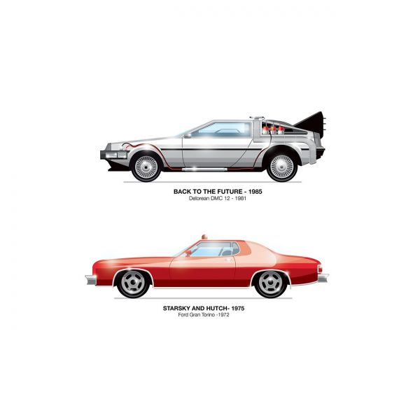 Affiche – Olivier Bourdereau – Legendary Movie Cars -30x40cm ou 50x70cm