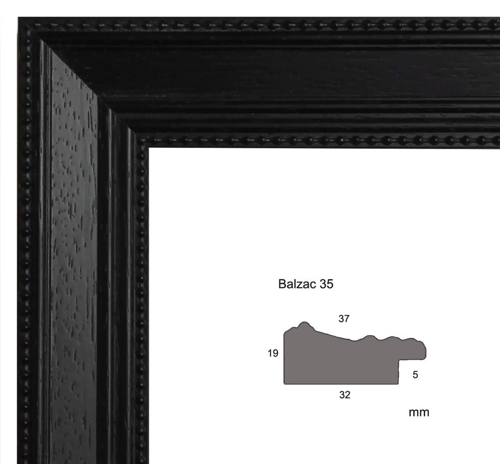 Cadre - Balzac 35 20 - Cadre bois noir relief • Jean Cadres