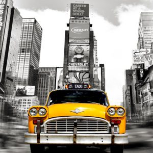 Affiche – Julian Lauren – Vintage taxi in Times Square – 70x70cm