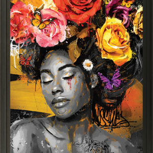 Image encadrée – Romaric – La femme aux roses – 80x120cm