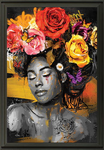 Image encadrée – Romaric – La femme aux roses – 80x120cm