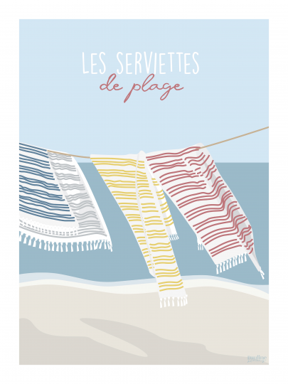 Affiche – Pauline Launay – Les serviettes de plage – 30x40cm