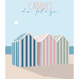 Affiche – Pauline Launay – Cabines de plage – 30x40cm