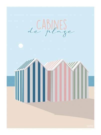 Affiche – Pauline Launay – Cabines de plage – 30x40cm