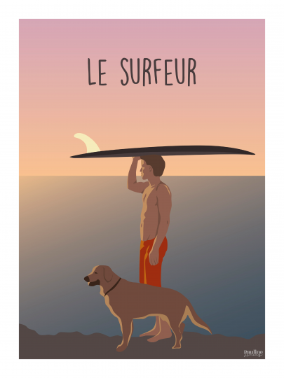 Affiche – Pauline Launay – Le Surfeur – 30x40cm