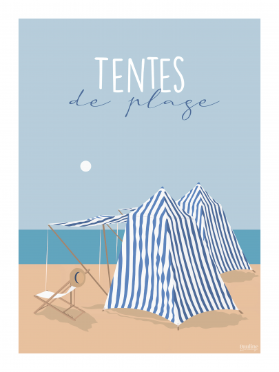 Affiche – Pauline Launay – Tentes de plage – 30x40cm