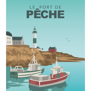 Affiche – Pauline Launay – Le port de pêche – 30x40cm