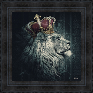 Image encadrée – Sylvain Binet – Lion Couronne – 40x40cm