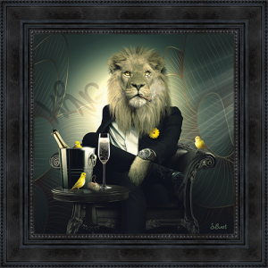 Image encadrée – Sylvain Binet – Lion Chesterfield – 40x40cm