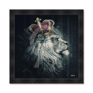 Image encadrée – Sylvain Binet – Lion Couronne – 40x40cm ou 68x68cm