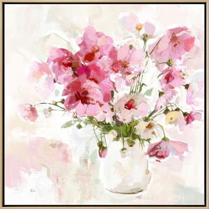 Toile encadrée – Fleurs roses 2 – 60x60cm