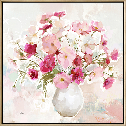 Toile encadrée – Fleurs roses 1 – 60x60cm