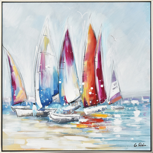 Toile encadrée – Bateaux colorés 2 – 60x60cm