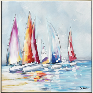 Toile encadrée – Bateaux colorés 1 – 60x60cm