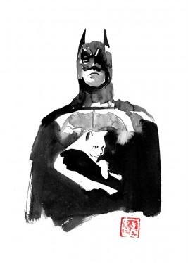 Affiche – Pechane Sumie – Batman and cat – 30x40cm