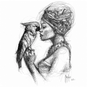 Affiche – Patrice Murciano – La femme et l’oiseau – 30x30cm ou 70x70cm