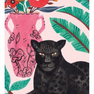 Affiche – Ploypisut – Jaguar and pink vase – 30x40cm