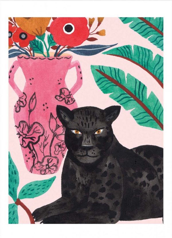 Affiche – Ploypisut – Jaguar and pink vase – 30x40cm