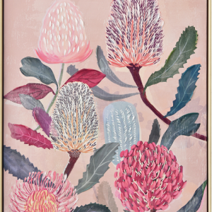 Toile encadrée – Fleurs pastels 1- 60x80cm
