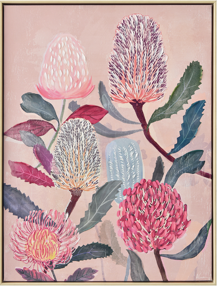 Toile encadrée – Fleurs pastels 1- 60x80cm