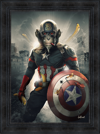 Image encadrée – Sylvain Binet – Captain America – 50x70cm