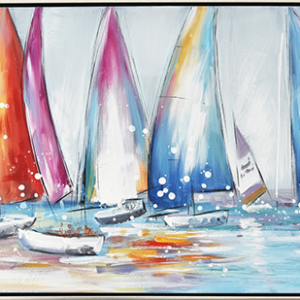 Toile encadrée – Bateaux colorés 3 – 50x150cm