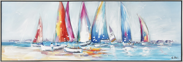 Toile encadrée – Bateaux colorés 3 – 50x150cm