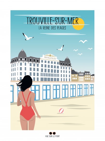 Affiche – Vue sur le Port – Trouville sur mer (la reine des plages) – 30x40cm