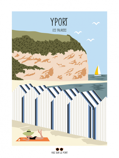 Affiche – Vue sur le port – Yport (les falaises) – 30x40cm