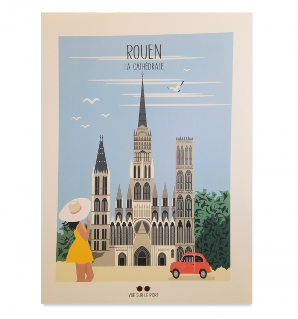Affiche – Vue sur le port – Rouen, La Cathédrale – 30x40cm