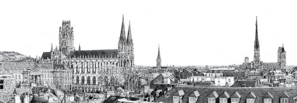Affiche – Yann Defosse – Les toits de Rouen – 33x95cm