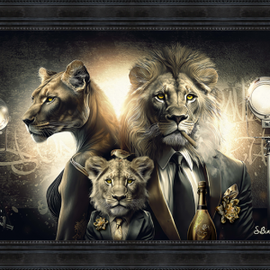 Image encadrée – Sylvain Binet – Lion et Lionne Luxury – 50x70cm